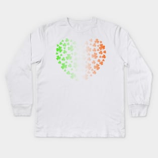 St Patrick's Day Irish Tricolour Flag Shamrock Heart Kids Long Sleeve T-Shirt